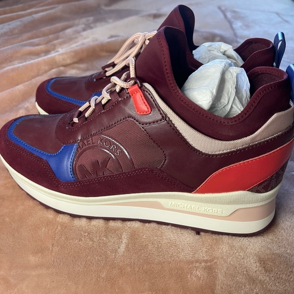MICHAEL KORS LULA TRAINERS CANVAS 9m Merlot - Picture 2 of 7